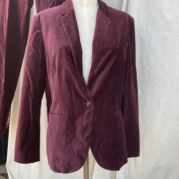 Ralph Lauren wine velvet stretch suit blazer jacket pants 14 XL - Picture 2 of 6